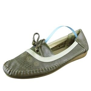M. Nicole By Figlia Women Flat Shoes Size 38 Medium‎ Brown Leather Slip On